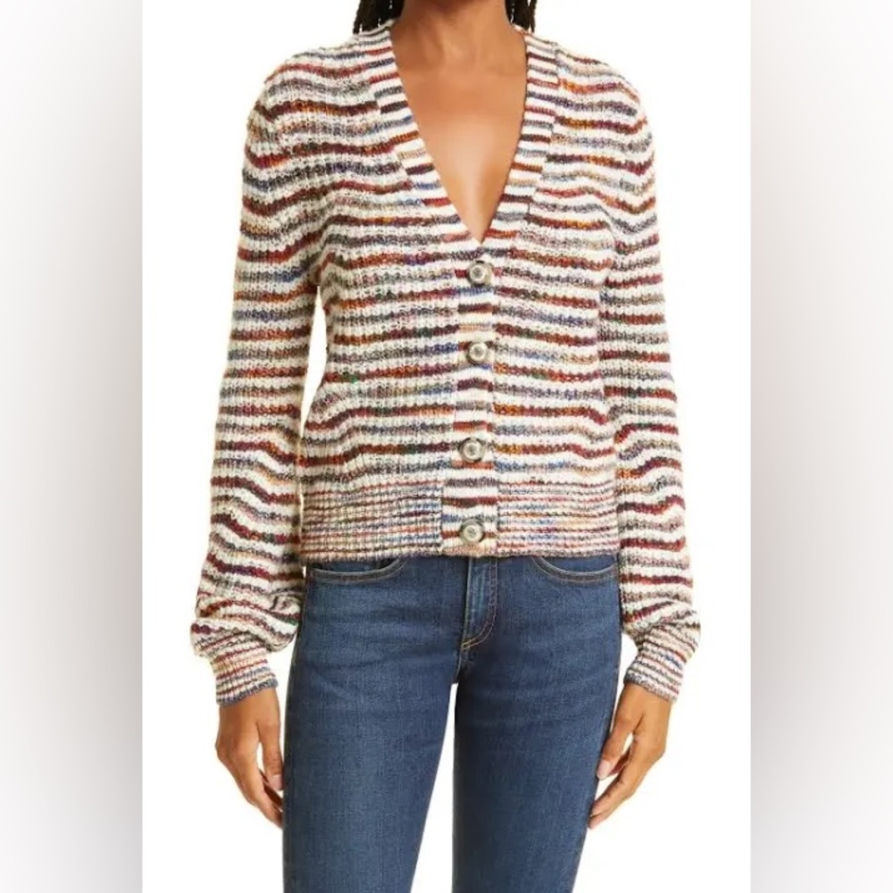Veronica Beard Dolra Striped Merino Wool Blend Cardigan - NEW - Medium